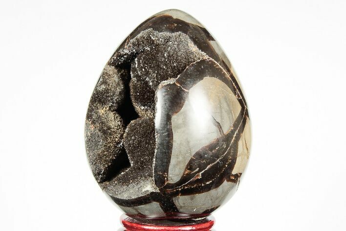 Septarian Dragon Egg Geode - Black Crystals #191501